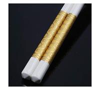 Lot de 5 paires de baguettes en porcelaine, réutilisables au lave-vaisselle, baguettes en os de haute qualité - Emballage cadeau de qualité supérieure (mots dorés) A