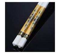 Lot de 5 paires de baguettes en porcelaine, réutilisables au lave-vaisselle, baguettes en os de haute qualité - Emballage cadeau haut de gamme (mots dorés) C