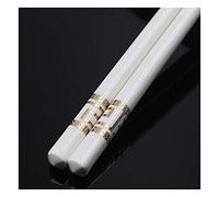 Lot de 5 paires de baguettes en porcelaine, réutilisables pour nettoyage au lave-vaisselle, baguettes en os de haute qualité (mots dorés) - Emballage cadeau R