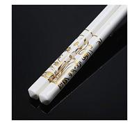 Lot de 5 paires de baguettes en porcelaine, réutilisables pour nettoyage au lave-vaisselle, baguettes en os de haute qualité (mots dorés) - Emballage cadeau O