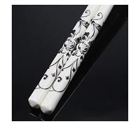 Lot de 5 paires de baguettes en porcelaine réutilisables pour nettoyage au lave-vaisselle (mots dorés) - Emballage cadeau S