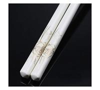 Lot de 5 paires de baguettes en porcelaine réutilisables pour nettoyage au lave-vaisselle (mots dorés) - Emballage cadeau T