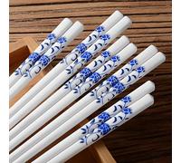 Lot de 5 paires de baguettes kawaii en porcelaine, réutilisables et passent au lave-vaisselle, 12,7 à 24,9 cm (bleu rose)