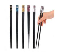 Lot de 5 paires de baguettes réutilisables en fibre de verre, embouts antidérapants pour la cuisine, les sushis et les nouilles, passent au lave-vaisselle, dans des couleurs élégantes (or, noir, rose