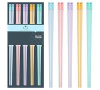 Lot de 5 paires de baguettes réutilisables en fibre de verre - Passent au lave-vaisselle - 24,3 cm - Mat - Antidérapantes - Pour famille/hôtel/restaurant - Ensemble cadeau - Ours mignon