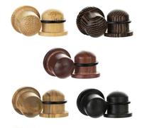 Lot de 5 paires de bouchons d'oreille cylindriques en bois naturel noir marron écarteurs d'oreille pour piercing de corps 0g-5/8, 8mm, Bois, Pas de gemme