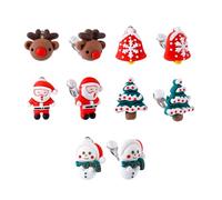 Lot de 5 Paires de Boucles d'Oreilles à Clip de Noël, 5 Styles Boucles d'Oreilles à Clip de Noël avec Père Noël Bonhomme de Neige Élan Sapin de Noël Cloche Cadeau de Vacances pour Femme