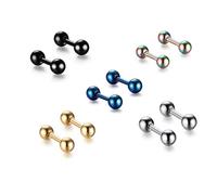 Lot de 5 paires de boucles d'oreilles à tige en acier inoxydable chirurgical