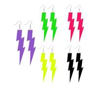 Lot de 5 paires de boucles d'oreilles fluo colorées - Bijoux personnalisés - Style rétro des années 80 - Convient pour les fêtes à thème, les fêtes costumées, Halloween, le carnaval