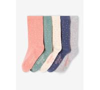 Lot de 5 paires de chaussettes à pois fille rose 31/34