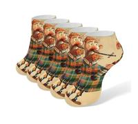 Lot de 5 paires de chaussettes basses en coton pour femme et homme, motif cornemuse écossaise, idéales pour la course à pied, la randonnée ou le sport