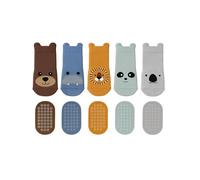 Lot de 5 Paires de Chaussettes Bébé Antidérapantes 1-2 Ans - Motifs Animaux Mignons | ABS, Premier Pas, Filles et Garçons - Basic Treasure (6-30 Mois)