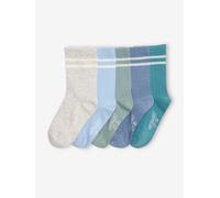 Lot de 5 paires de chaussettes côtelées rayées garçon bleu ciel 23/26