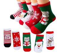 Lot de 5 paires de chaussettes de Noël épaisses en éponge pour bébé fille garçon de 0 à 3 ans pour tout-petits par temps froid Chaussettes de Noël thermiques pour nouveau-né Chaussettes chaudes