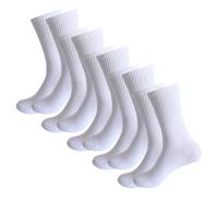 Lot de 5 paires de chaussettes de sport en coton pour homme Couleur unie, blanc, Taille unique