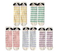 Lot de 5 paires de chaussettes décontractées douces, accessoires d'hiver chauds, chaussettes en polaire corail anti-odeurs, chaussettes rayées pour mollet, chaussettes pour chien moelleuses