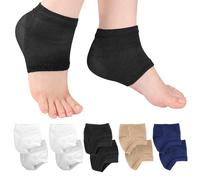 Lot de 5 paires de chaussettes en silicone pour pieds secs et craquelés, chaussettes hydratantes en gel de silicone pour talons fissurés et traitement des pieds secs pendant la nuit (4 couleurs)