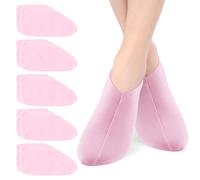 Lot de 5 paires de chaussettes hydratantes roses pour soins des pieds en coton doux pour talons secs craquelés, thérapie d'absorption spa pour homme et femme