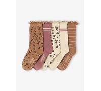 Lot de 5 paires de chaussettes « léopard » fille assorties 31/34