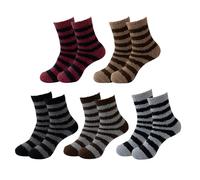 Lot de 5 paires de chaussettes rayées pour homme, chaussettes moelleuses pour homme, chaussettes de couchage confortables pour homme, antidérapantes, chaussettes d'hiver chaudes pour les saisons