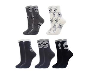 Lot de 5 paires de chaussettes squelette Taille adulte 37-40, Gris, blanc, noir, 18