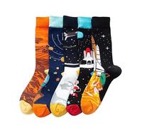 Lot de 5 paires de chaussettes sur le thème de l'espace pour adulte Taille 40-45 Cadeau pour papa/lune/astronomie, multicolore, 7-11