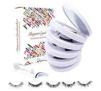 Lot de 5 paires de cils magnétiques sans colle pour maquillage des yeux, cils magnétiques réutilisables, pour débutants et professionnels, ainsi que pour femme et petite amie