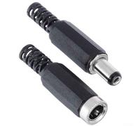 Lot de 5 paires de connecteurs d'alimentation CC 2,1 mm x 5,5 mm mâle et femelle - Bornes à souder pour caméra de vidéosurveillance 12 V 2 A - Bande lumineuse LED - Câblage noir