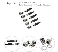 Lot de 5 paires de connecteurs mâles vers adaptateur femelle en métal pour équipement d'alimentation CC 5 5 x 2 1 mm
