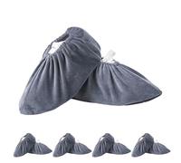 Lot de 5 paires de couvre-chaussures réutilisables, lavables | Surchaussures avec semelle antidérapante, résistante à l'usure, pour le nettoyage de la maison, protection de tapis (gris)