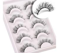 Lot de 5 paires de demi-cils d'aspect naturel avec bande transparente et douce, faux œil de chat courts [exotiques | 7 à 13 mm, ]