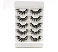 Lot de 5 paires de faux cils 3D naturels doux et bouclés 15 mm (15 mm)
