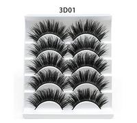 Lot de 5 paires de faux cils en vison 3D, pack de faux cils naturels doux faux pour l'extension de cils de maquillage(3D01)