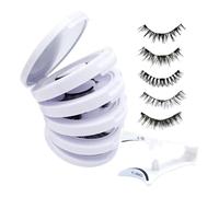 Lot de 5 paires de faux cils magnétiques réutilisables sans colle, accessoires de maquillage pour les yeux naturels | magnétiques faciles à appliquer pour femme