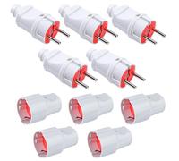 Lot de 5 paires de fiches Schuko, 250 V 16 A, IP20, en caoutchouc, pour l'extérieur, avec contact de protection, 2 pôles, étanche, blanc, fiche Schuko et raccord en caoutchouc sans câbles