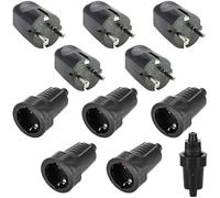 Lot de 5 paires de fiches Schuko 250 V 16 A IP54 contact de protection 2 broches extérieur étanche noir