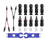 Lot de 5 paires de fiches solaires + câble solaire de 6 mm² - Répartiteur en Y - 1Y2 10 AWG - Câble photovoltaïque + 2 outils - Pour installation solaire prêt à être branché