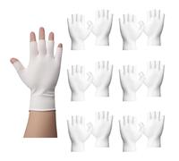 Lot de 5 paires de gants hydratants sans doigts - 100 % coton - Gants de thérapie blancs - Mitaines en coton avec 5 bouts des doigts - Gants de nuit respirants pour hydrater pendant la nuit