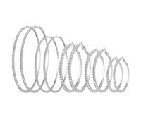 Lot de 5 paires de grandes créoles tendance en diamant - Boucles d'oreilles en zircone - Boucles d'oreilles populaires personnalisées - Boucles d'oreilles polyvalentes - Boucles d'oreilles rondes pour