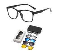 Lot de 5 paires de lunettes de soleil polarisées à clipser magnétiques interchangeables pour homme et femme Verres teintés carrés rétro, b, 1set