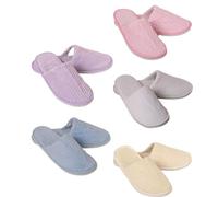 Lot de 5 paires de pantoufles d'invité - En velours corail - Lavables - Chauds - Pour l'hôtel et le spa - Pour les invités - Lavables et antidérapants