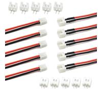 Lot de 5 paires de prises d'équilibrage JST-XH 2,54 mm 2 broches 1S connecteur mâle et femelle avec câbles en silicone de 20 cm pour imprimante 3D Woodland Just Plug Lights
