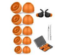 Lot de 5 paires d'embouts de rechange pour Beats Powerbeats Fit (2025)/Powerbeats Pro 2 (2025), embouts antidérapants en silicone, boîte transparente, avec kit de nettoyage (XXS/XS/S/M/L) - Orange