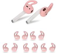 Lot de 5 paires d'embouts en silicone compatibles avec AirPods 1 et 2, crochet d'oreille anti-chute en gel pour écouteurs (rose)