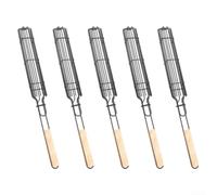 Lot de 5 paniers de gril en fer robuste avec clip pour barbecue, poisson, crevettes, steak, saucisses, outil de cuisine portable en plein air, 49 cm