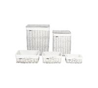 Lot de 5 Paniers Moderne en Saule Corbeilles à Linge Blanc Ella