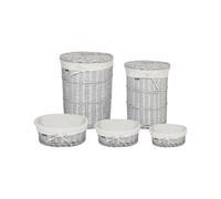 Lot de 5 Paniers Moderne en Saule Corbeilles à Linge Blanc Vakari