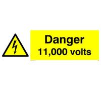 Lot de 5 - Panneau Danger 11 000 volts - 150 x 50 mm - L15