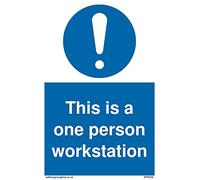 Lot de 5 - Panneau « This is a one person workstation with obligatory symbol » - 100 x 150 mm - A6P