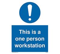 Lot de 5 - Panneau « This is a one person workstation with obligatory symbol » - 150 x 200 mm - A5P
